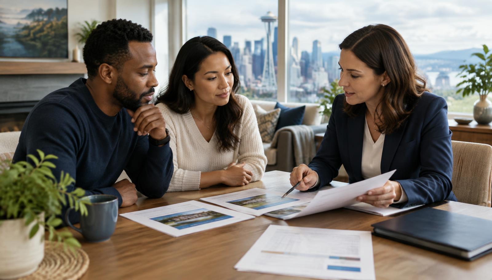 Seattle home buyers comparing real estate agent proposals