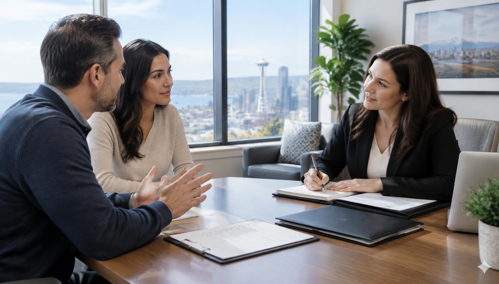 Clients asking questions during a real estate agent interview