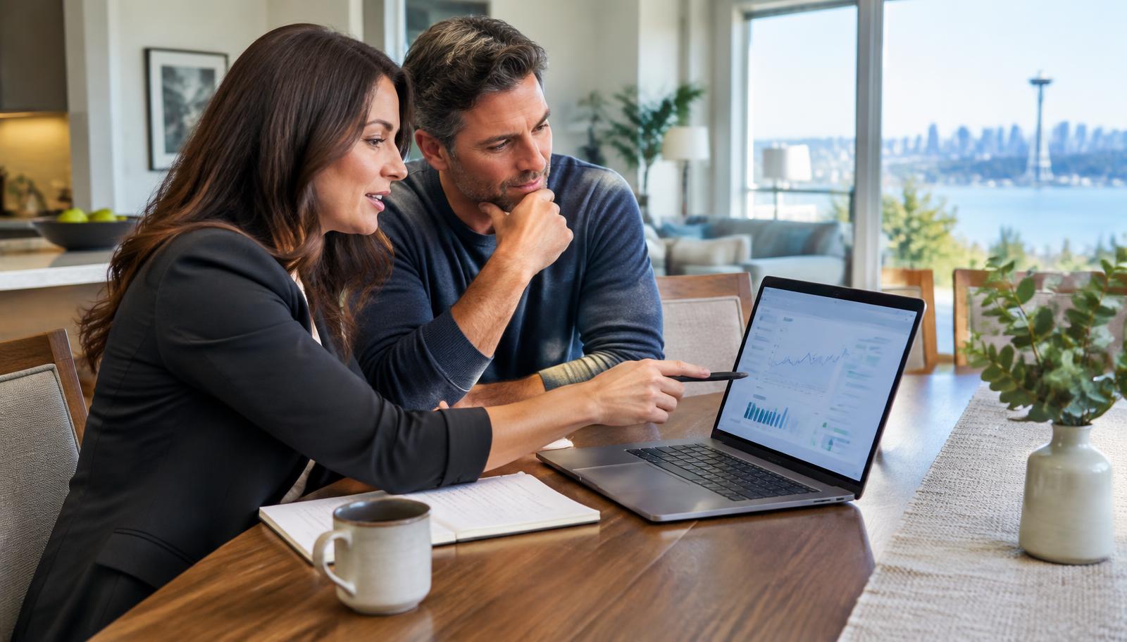 Homeowner reviewing listing performance with a real estate agent