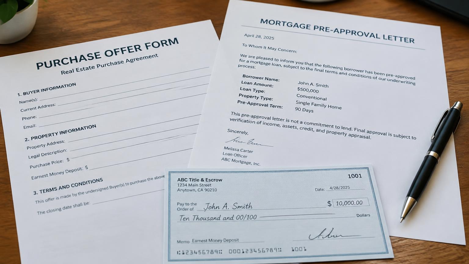 Offer and appraisal worksheet for comparing cash commitments